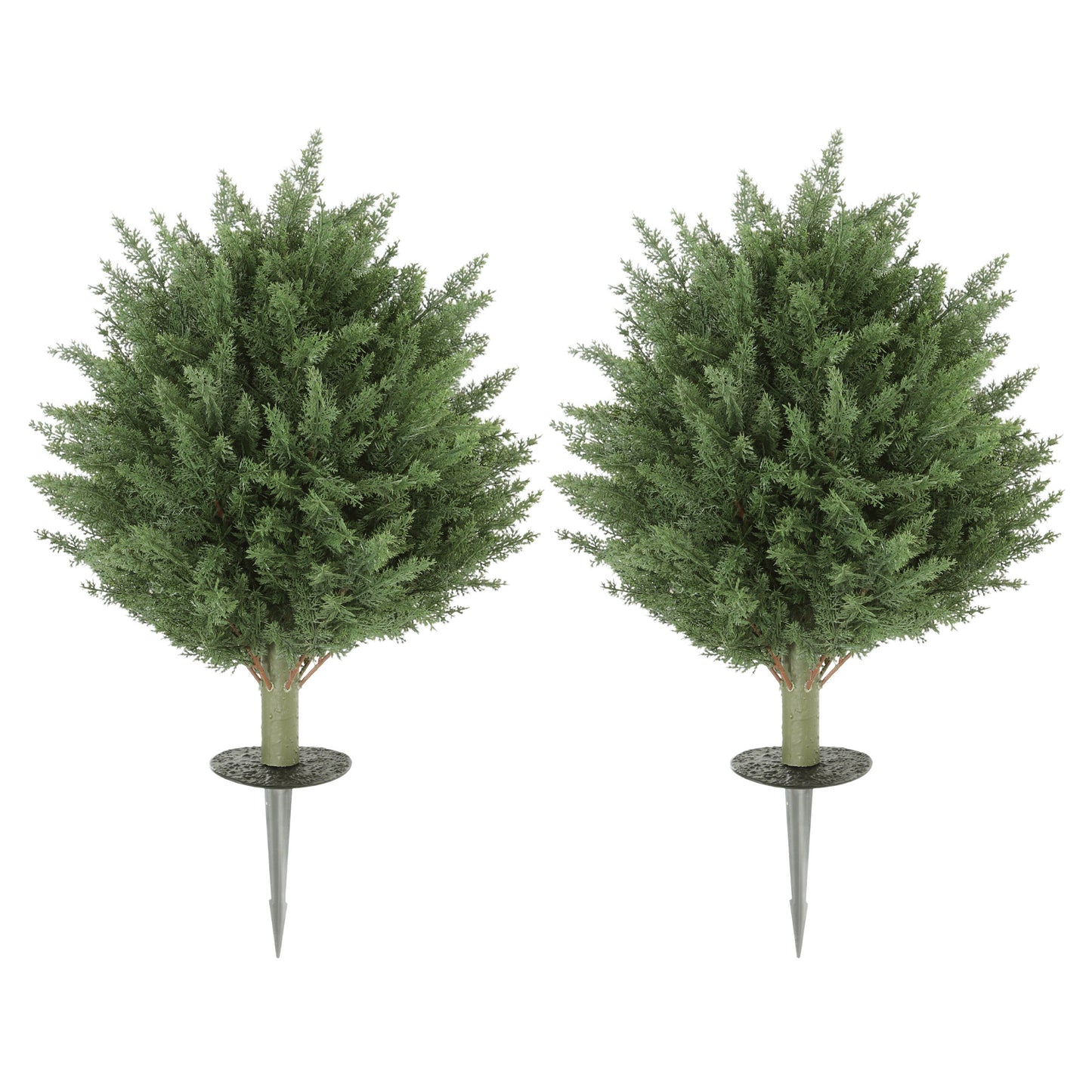 60 cm Artificial Cypress Tree with Ground Stake, Set of 2, Green