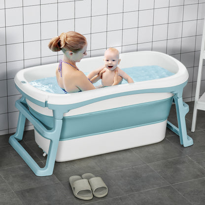 Foldable Bathtub Kids Bath Tub with Lid Large Bathtubs for 1 - 12 Years