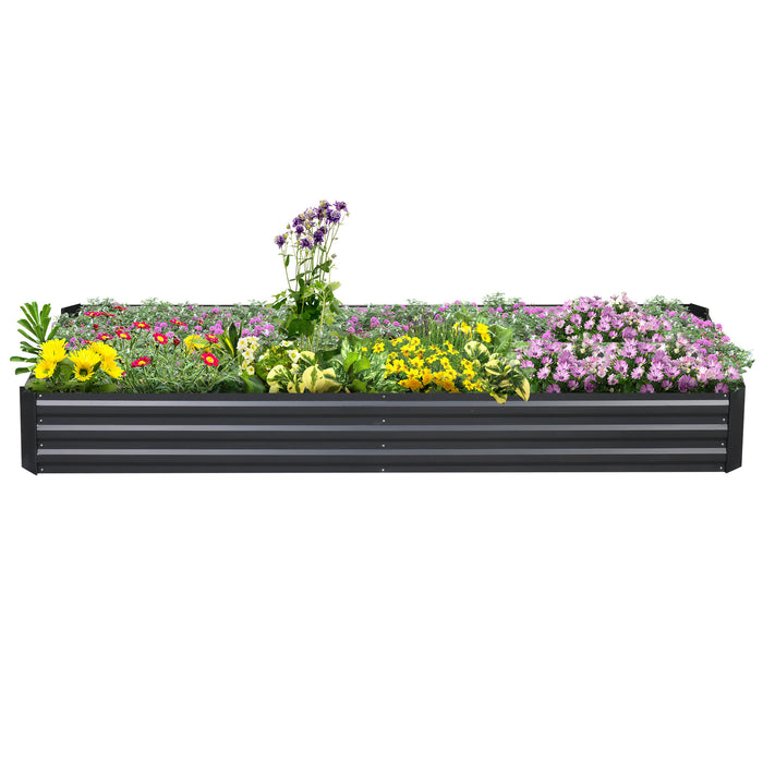 Metal Raised Garden Bed Planter Box Outdoor Planters for Growing Flowers, Herbs, Grey, 241x90.5x30cm