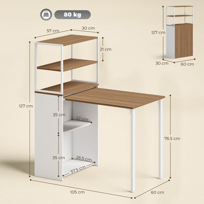 Foldable Computer Desk, Home Office Desk for Small Spaces, Natural