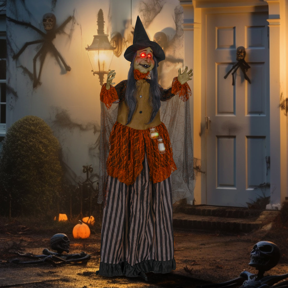 Outdoor Halloween Animatronic with Sound Activated, Light Up Eyes