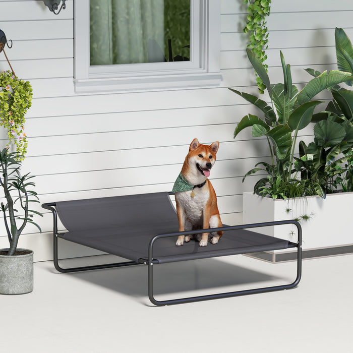 Raised Pet Bed with Slope Headrest, Washable Breathable Mesh, Foot Pads, for Medium Sized Dogs, 106 x 81 x 33cm