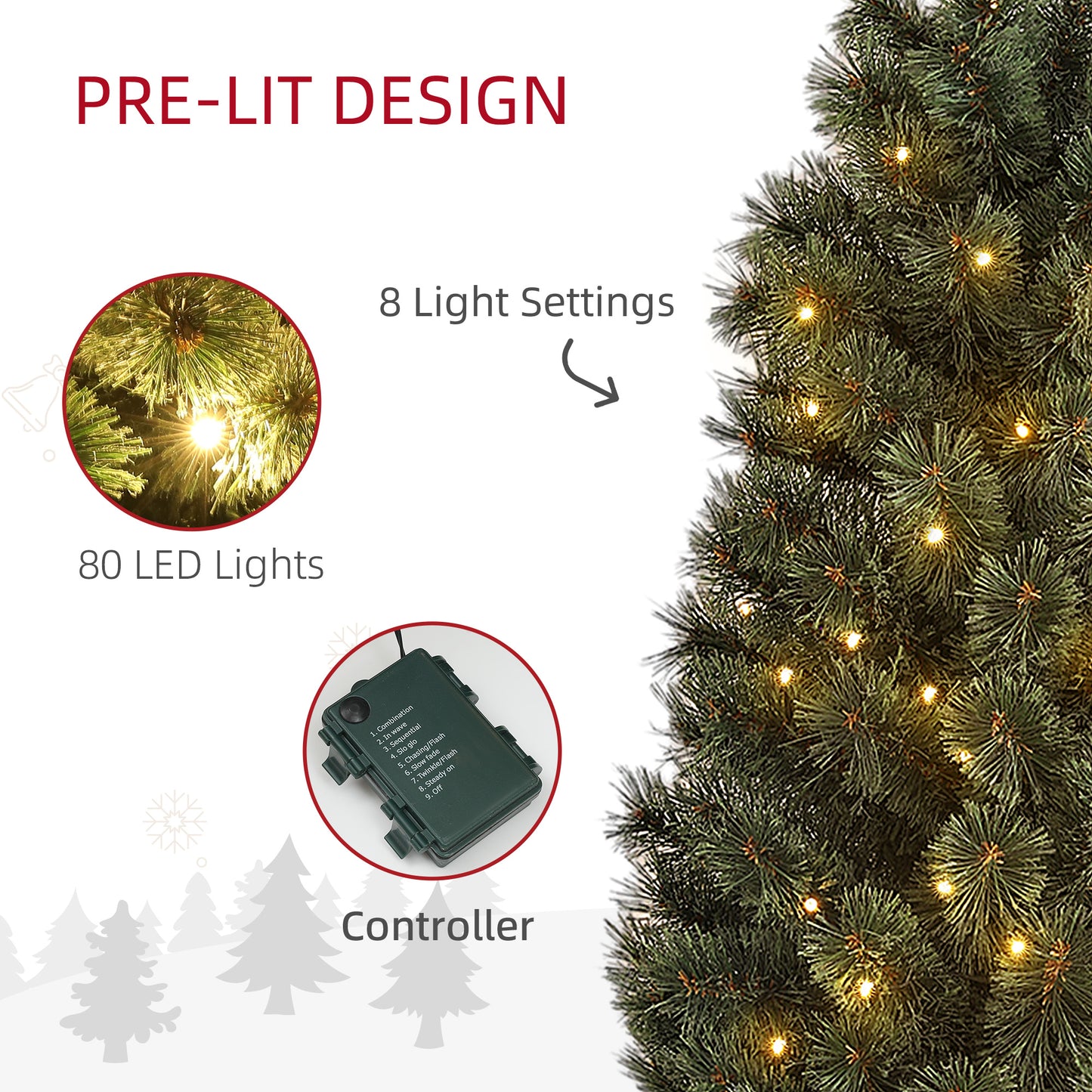 4ft Artificial Christmas Tree with 80 Warm White LED Lights Remote