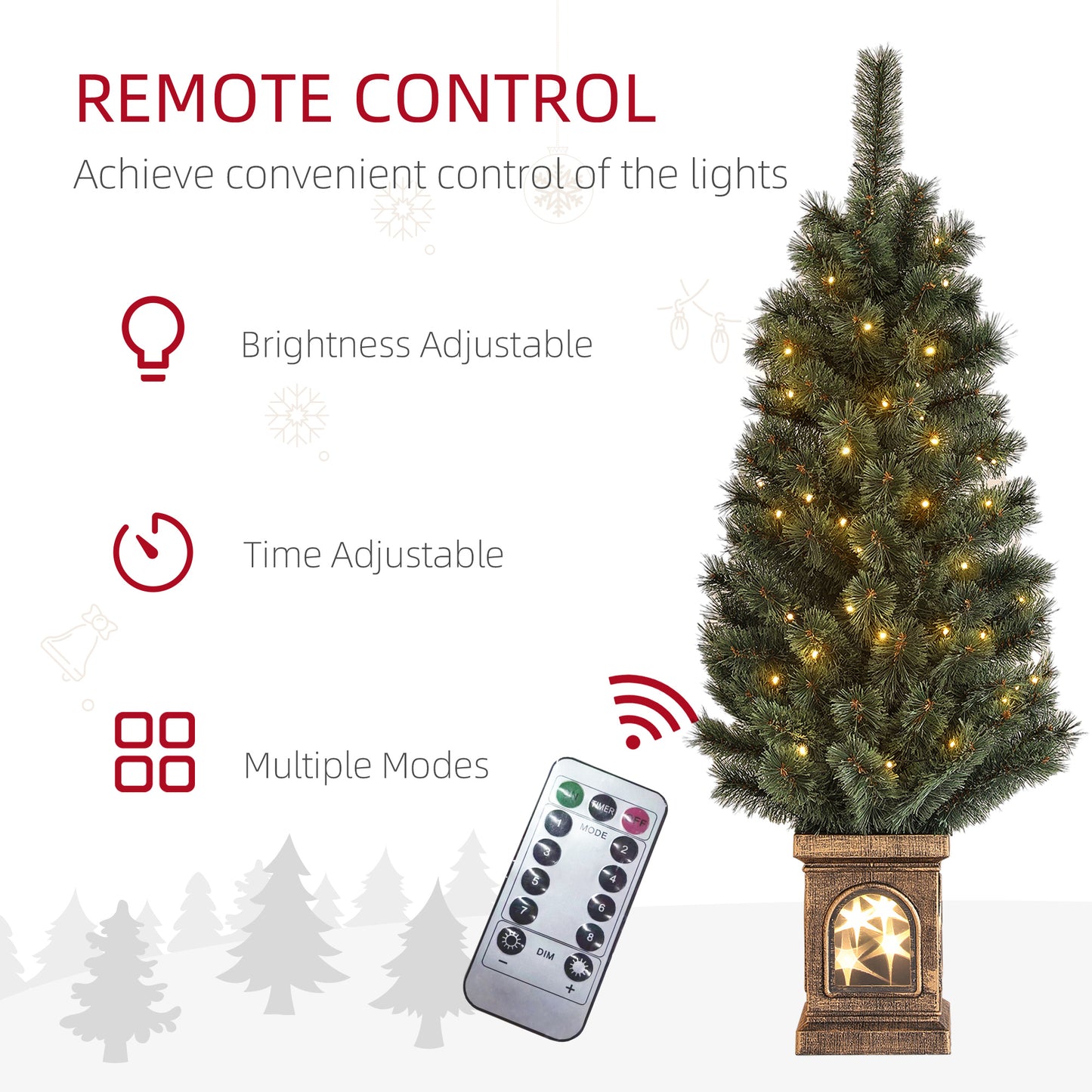 4ft Artificial Christmas Tree with 80 Warm White LED Lights Remote