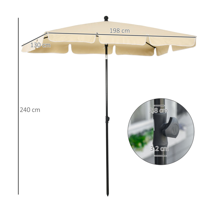 Aluminium Sun Umbrella Parasol Patio Garden Rectangular Tilt 2M x 1.25M Beige