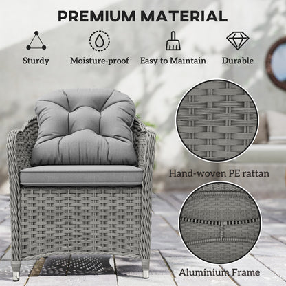 PE Rattan Garden Dining Set for 6 with Seat and Back Cushions