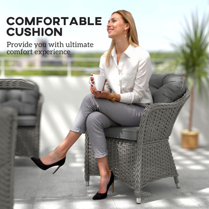 PE Rattan Garden Dining Set for 6 with Seat and Back Cushions