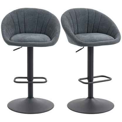 Swivel Bar Stools Set of 2 Height Adjustable Bar Chairs Dark Grey