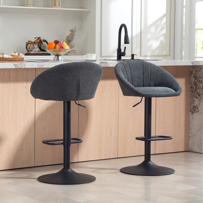Swivel Bar Stools Set of 2 Height Adjustable Bar Chairs Dark Grey