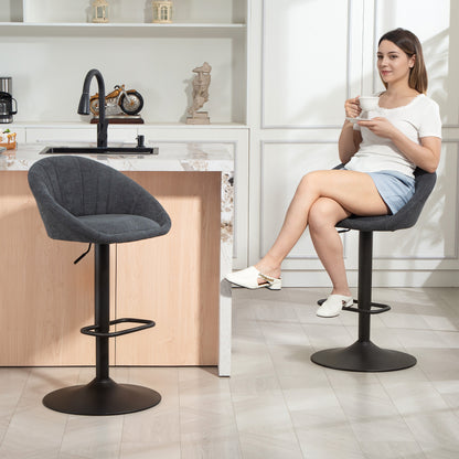Swivel Bar Stools Set of 2 Height Adjustable Bar Chairs Dark Grey