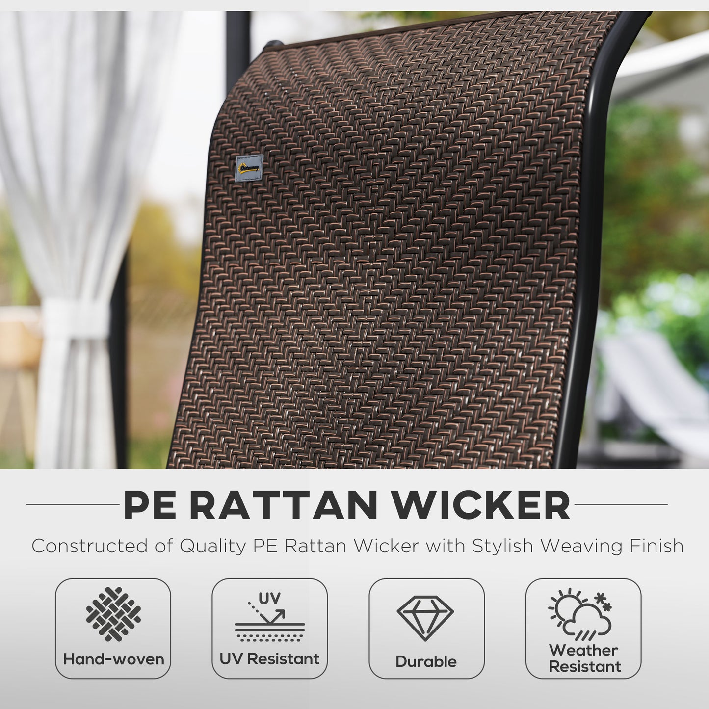 Set of 4 Outdoor Rattan Folding Chair w/ Adjustable Backrest Brown