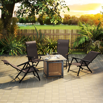 Set of 4 Outdoor Rattan Folding Chair w/ Adjustable Backrest Brown