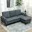 3 Seater Corner Sofa Couch Settee with Chaise Lounge, Charcoal Grey