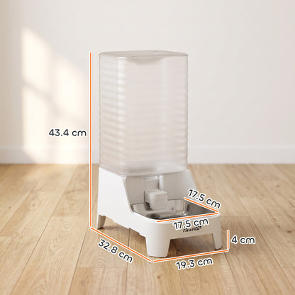 8L Gravity-Fed Pet Water Dispenser with Stainless Steel Bowl - White