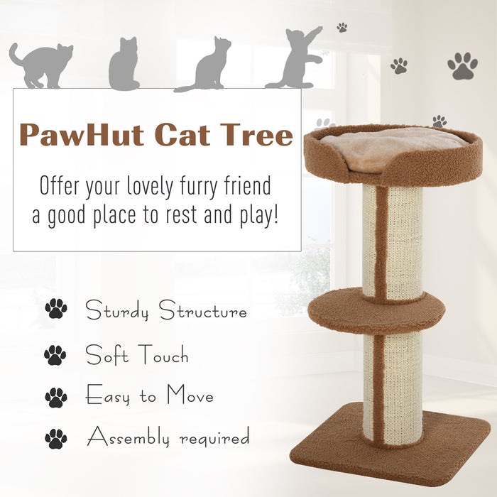 91cm Cat Tree Kitten Activity Center Play Tower Perches Sisal Scratching Post Lamb Cashmere Brown