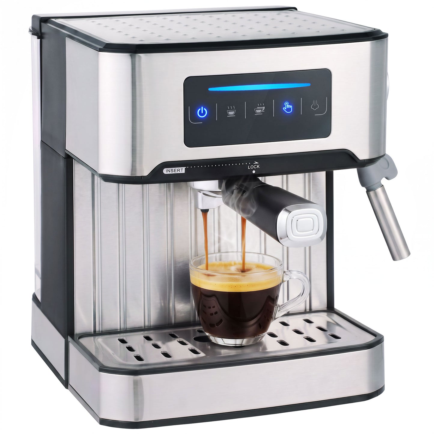 Espresso Machine, 20-Bar, 1.6 L Tank, LED Touch, Black