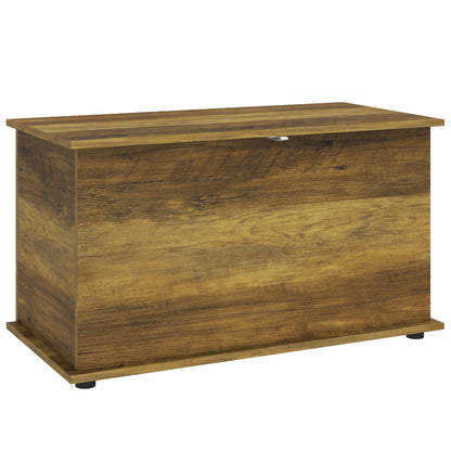 Storage Chest with Safety Hinged Lid, 102L Storage Box, Brown