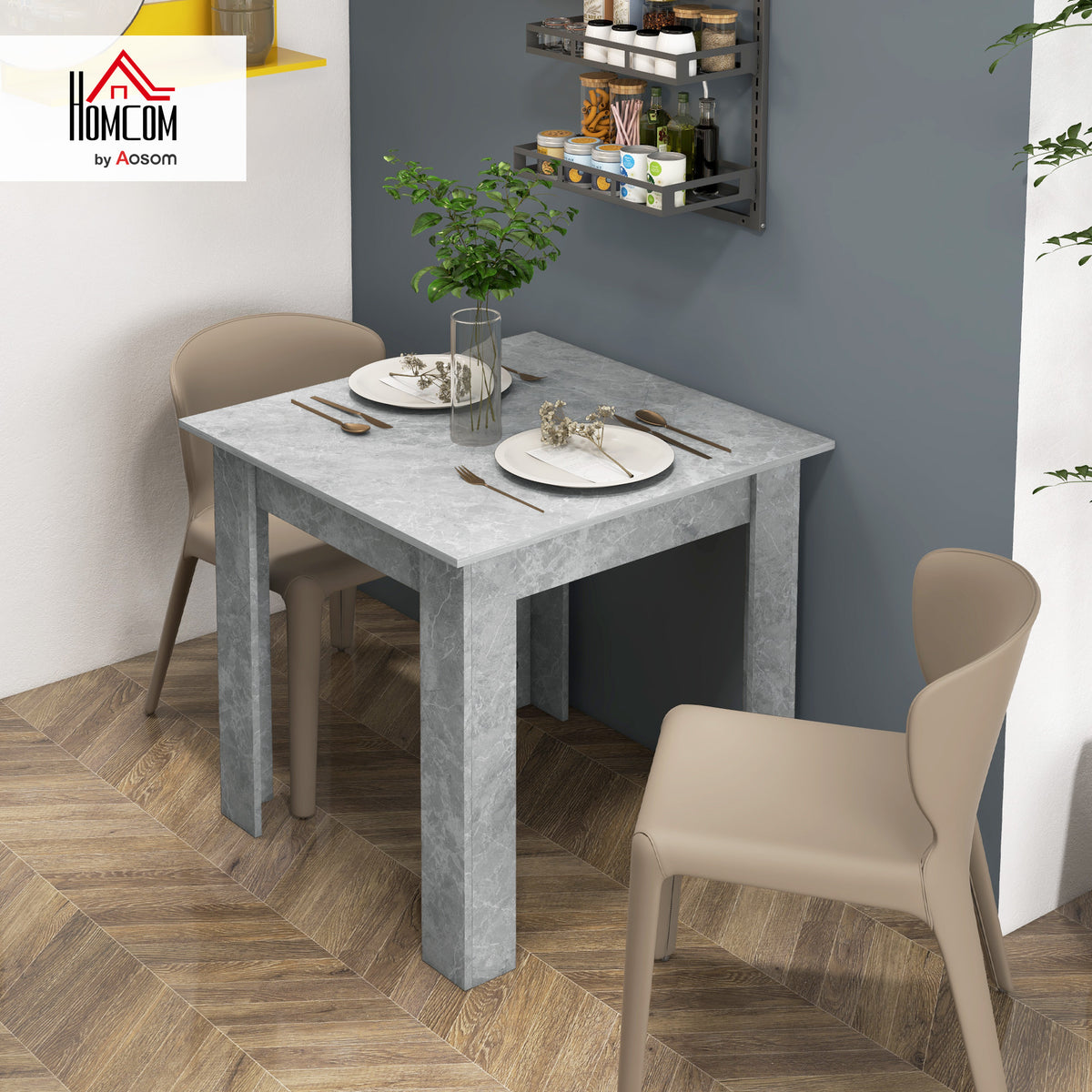 Square Dining Table, Kitchen Table with Faux Cement Effect
