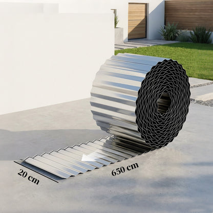 Metal Lawn Edging Border, 8 in x 21.3 ft Garden Edging, Silver Tone