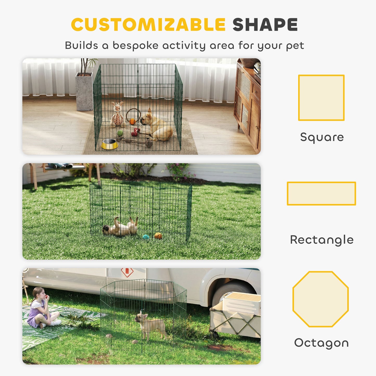8 Panel Pet Pen, Dog Playpen for Puppies, 80 cm Height