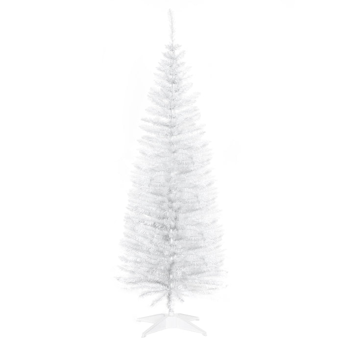 5T Artificial Pine Pencil Slim Tall Christmas Tree with Branch Tips Xmas Holiday D√©cor with Stand White