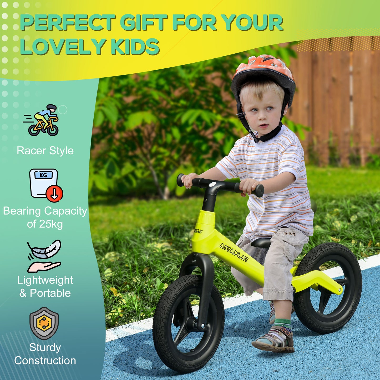 12" Baby Balance Bike w/ Adjustable Seat and Handlebar - Green