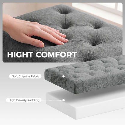 Storage Ottoman, Chenille Ottoman Storage Box, Grey