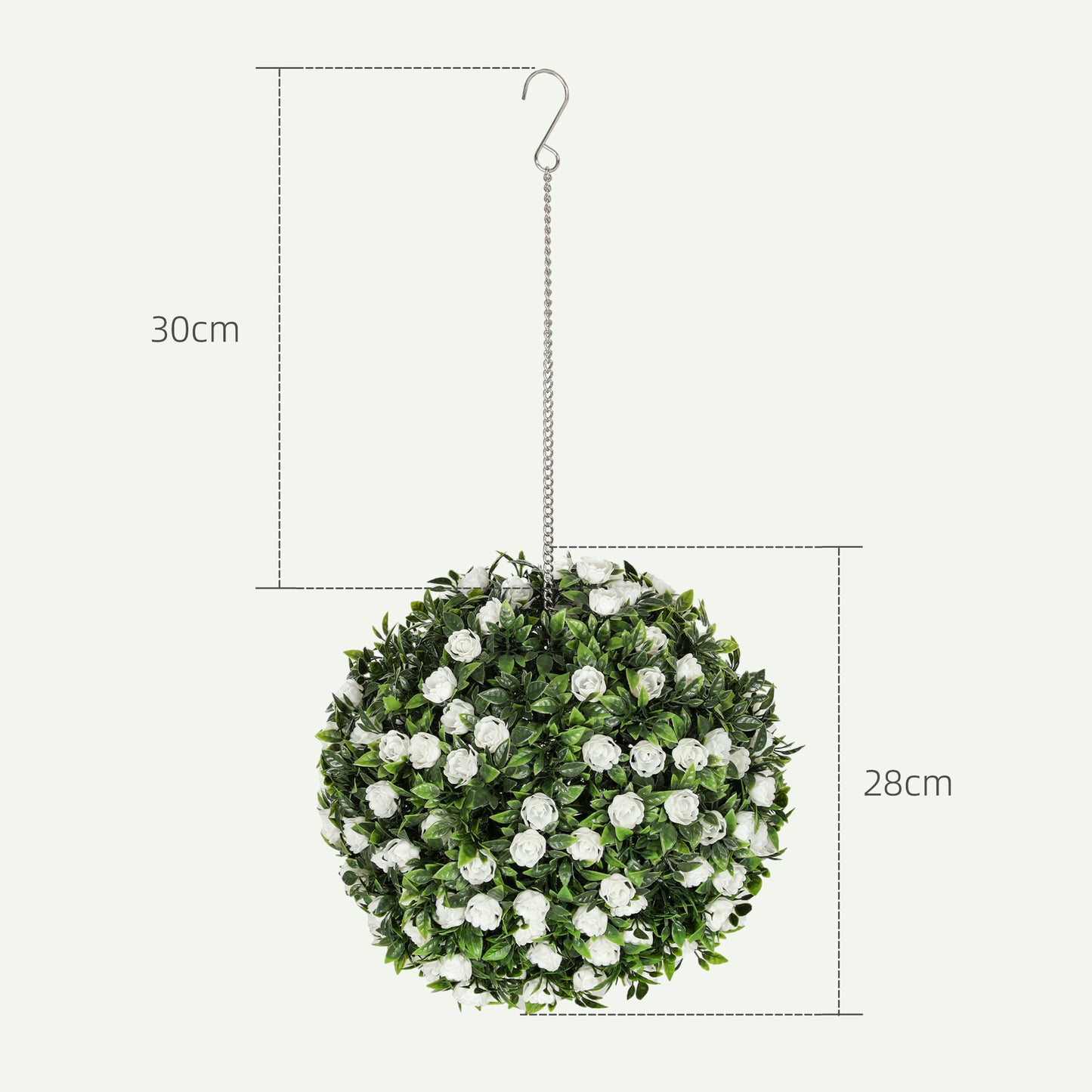 Set of 2 Artificial Plant Topiary Rose Balls, Faux Plants, White