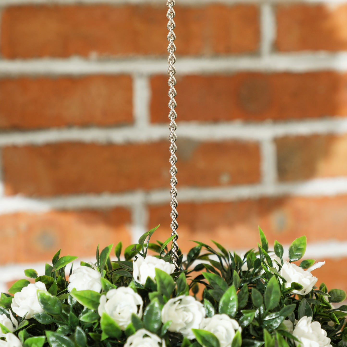 Set of 2 Artificial Plant Topiary Rose Balls, Faux Plants, White