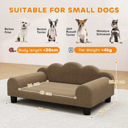 Dog Sofa Bed, Cat Sofa with Backrest, Armrest, for Small Dogs, Brown