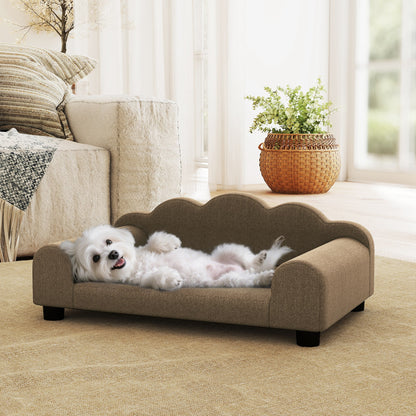 Dog Sofa Bed, Cat Sofa with Backrest, Armrest, for Small Dogs, Brown
