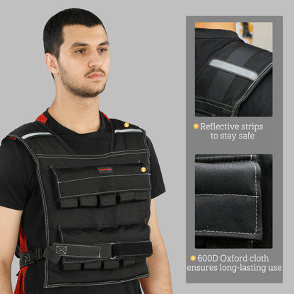 20KG Adjustable Weighted Vest with 20 Metal Weights, Running Weight Vest