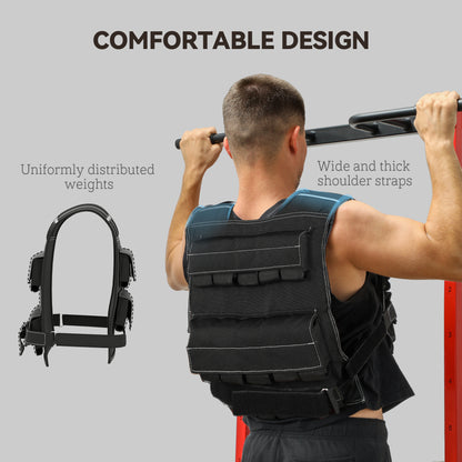 20KG Adjustable Weighted Vest with 20 Metal Weights, Running Weight Vest