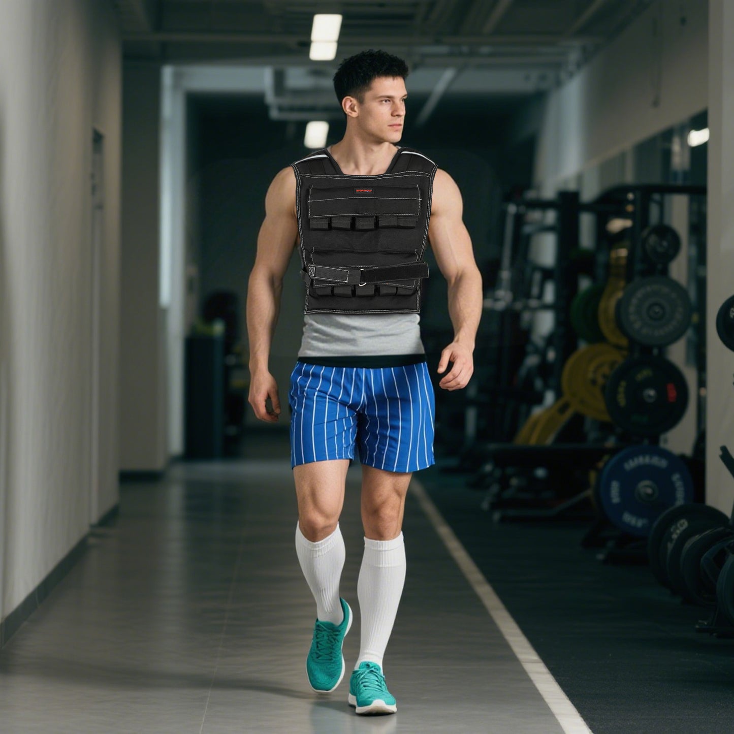 20KG Adjustable Weighted Vest with 20 Metal Weights, Running Weight Vest