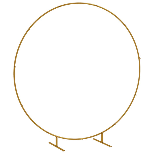 222cm Gold Tone Wedding Arch Round Backdrop Stand for Birthday Party