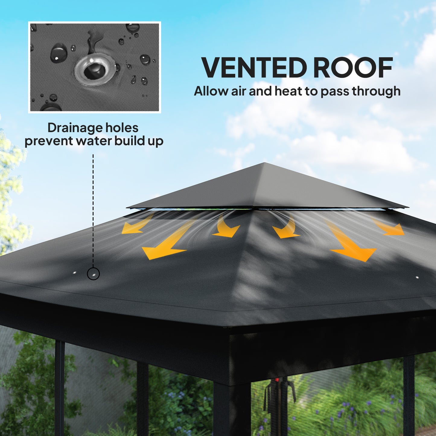 Garden Folding Tent Heavy Duty Pop Up Gazebo for Party Black