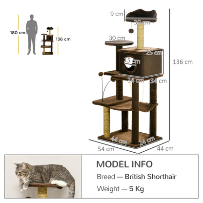 Cat Tree for Indoor Cats, Modern Cat Tower with Scratching Posts, House