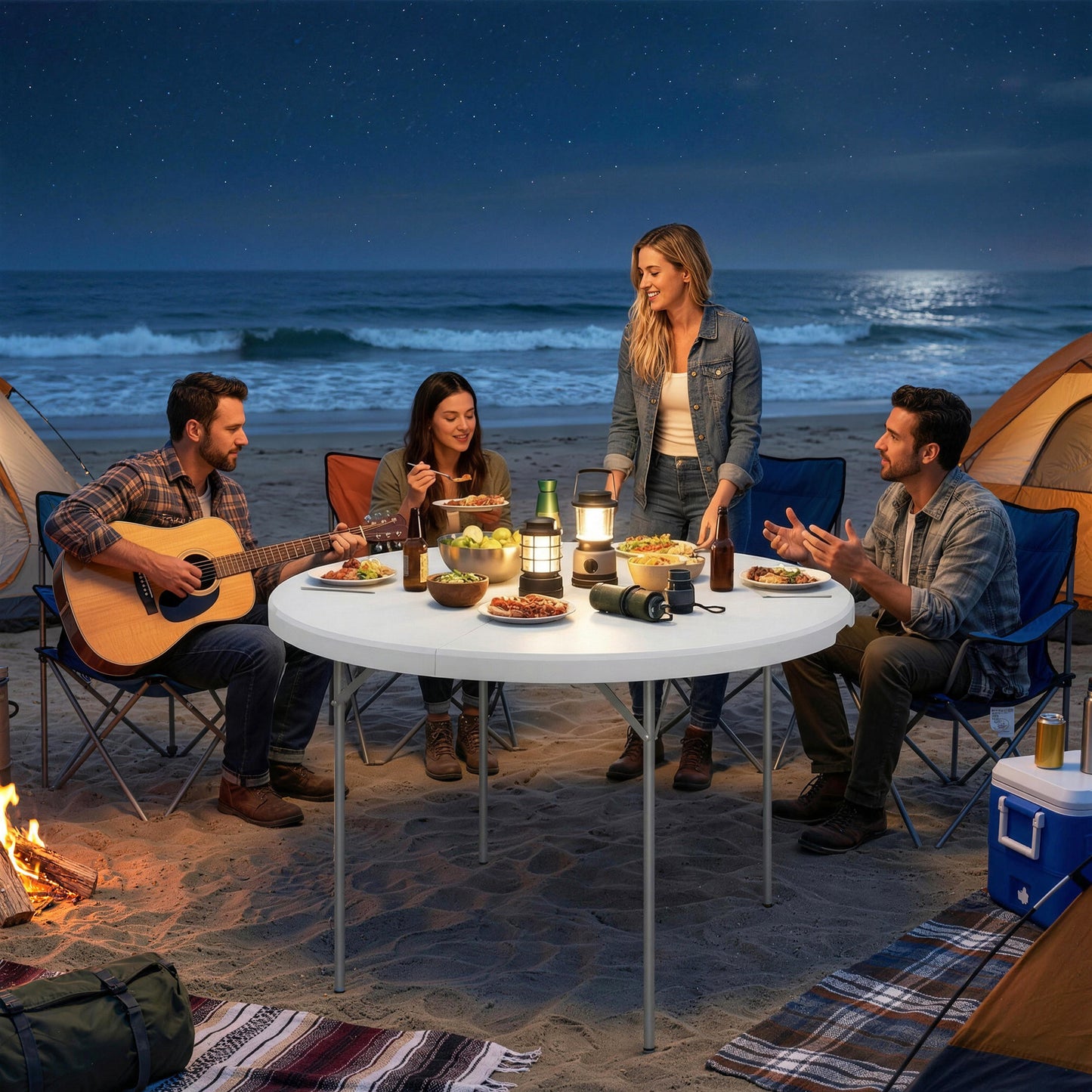 Picnic Table Folding Heavy Duty 120x120 cm, White