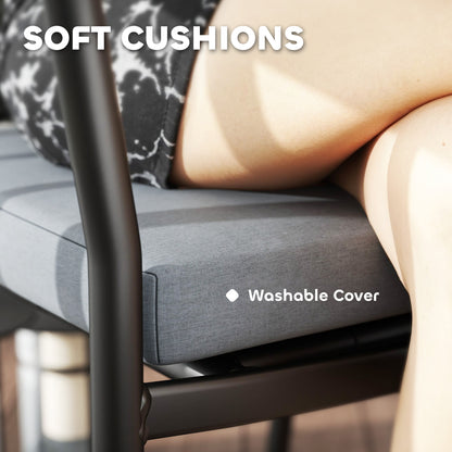 3 PCS Rattan Bistro Set with Cushions Glass Top Coffee Table and Chairs