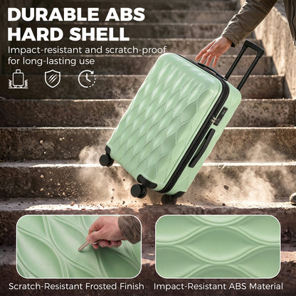 24Inch Suitcase Hard Shell Checked Luggage with TSA Lock, Green
