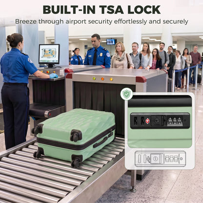 24Inch Suitcase Hard Shell Checked Luggage with TSA Lock, Green