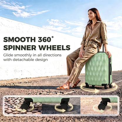 24Inch Suitcase Hard Shell Checked Luggage with TSA Lock, Green