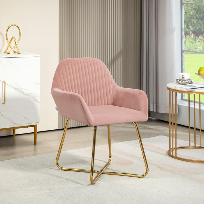 Modern Accent Chair Velvet-Touch Upholstered Armchair Pink