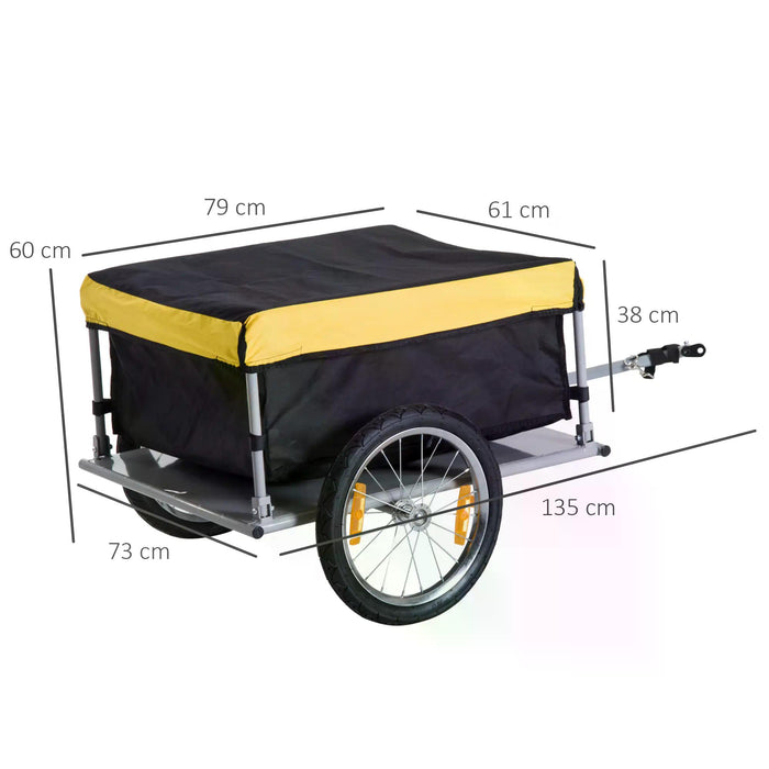 Steel Frame Bike Cargo Trailer Storage Cart and Luggage Trailer with Hitch Yellow