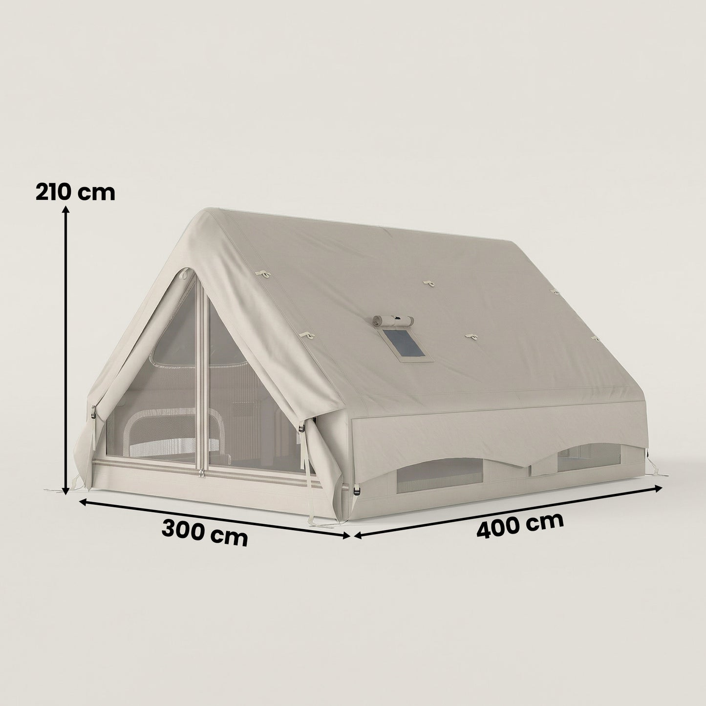 Inflatable Camping Tent, 4 Season Hot Tent 10000mm Waterproof with Chimney Opening, Sky Light and Air PumpKhaki