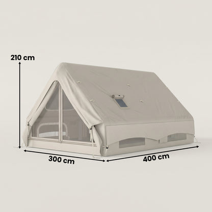 Inflatable Camping Tent, 4 Season Hot Tent 10000mm Waterproof with Chimney Opening, Sky Light and Air PumpKhaki