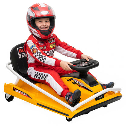 24V Electric Go Kart for Kids with Drift Mode, Soft Start, Yellow