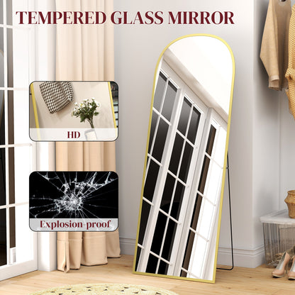 Full Length Mirror with Aluminium Alloy Frame Hanging or Leaning Gold