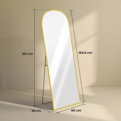Full Length Mirror with Aluminium Alloy Frame Hanging or Leaning Gold