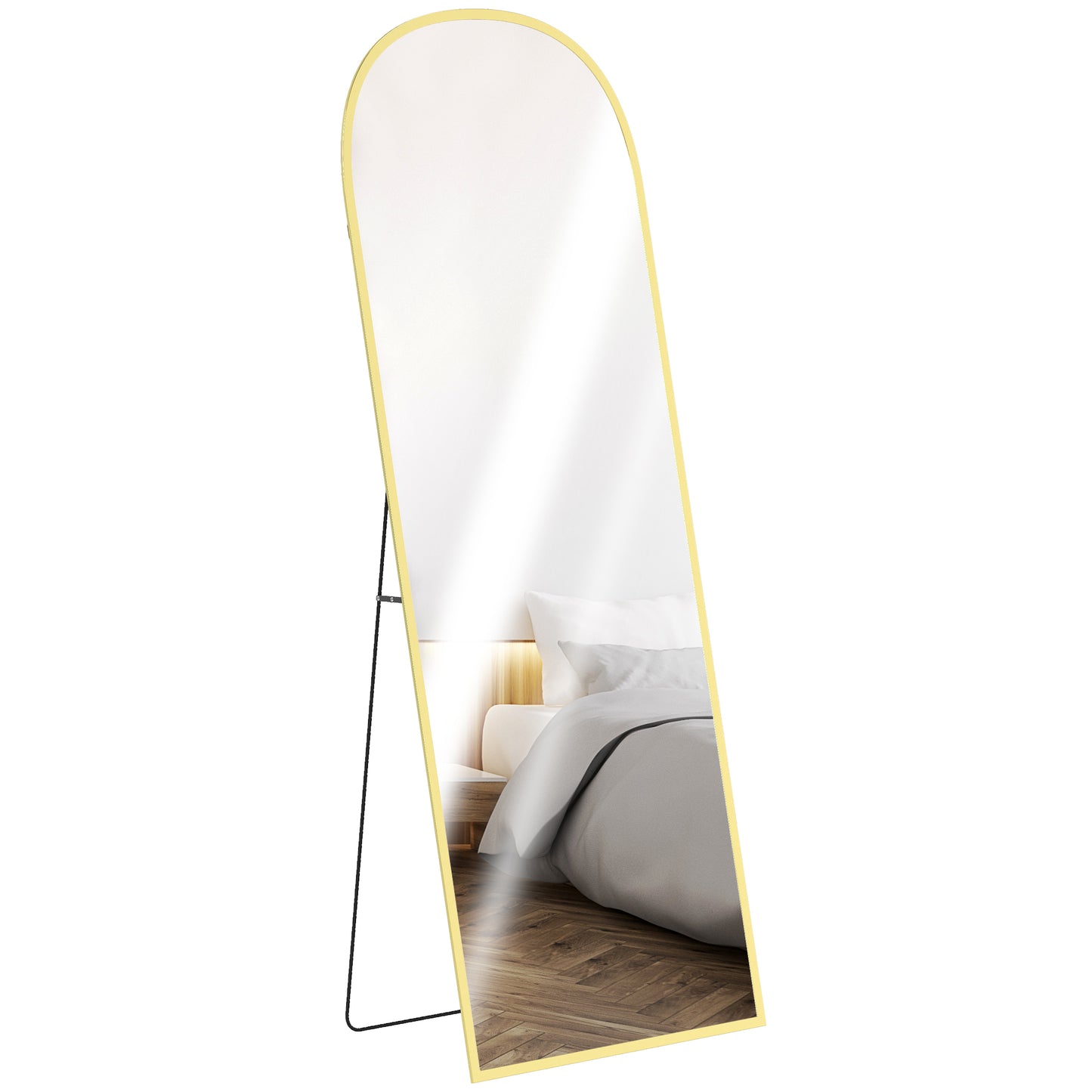 Full Length Mirror with Aluminium Alloy Frame Hanging or Leaning Gold